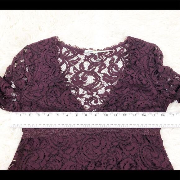 Kimchi Blue Maroon Red Lace Long Sleeve Fit And Flare Empire Waist Dress Size 0 - Picture 5 of 8